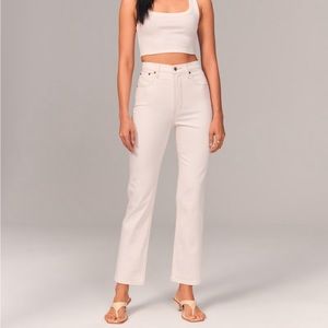Abercrombie Ultra High Rise Ankle Straight Jean in Cream